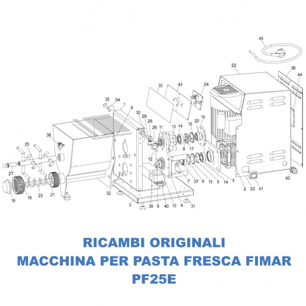 Esploso ricambi per macchina per pasta fresca Fimar modello PF25E - Fimar