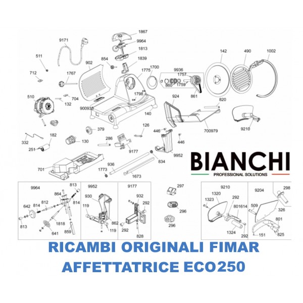 Esploso ricambi per Affettatrici Fimar ECO250 - Fimar