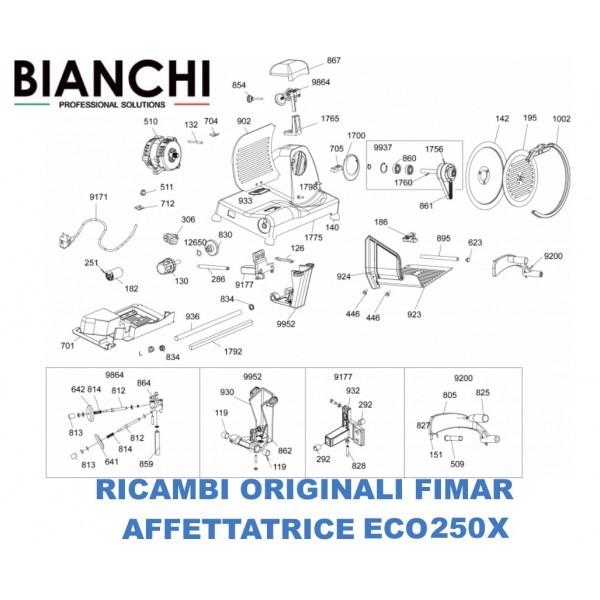 Esploso ricambi per Affettatrici Fimar ECO250X - Fimar