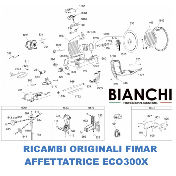 Esploso ricambi per Affettatrici Fimar ECO300X - Fimar