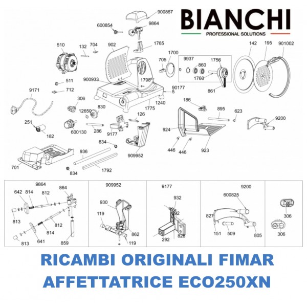Esploso ricambi per Affettatrici Fimar ECO250XN - Fimar
