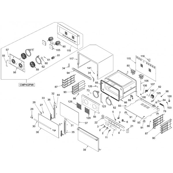Parts exploded for Fimar electric convection gastronomy oven CMP4GPM - CMO4GPMI - CMO423M - CMP332M - Fimar
