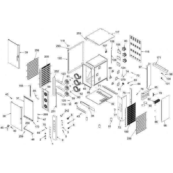 Exploded view spare parts for Fimar electric convection gastronomy oven STR6 - STR10 - Fimar