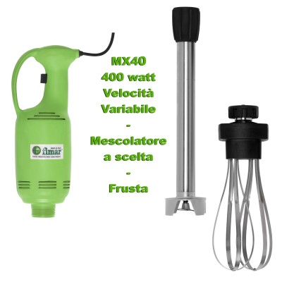 Professional variable speed immersion mixer and optional whip. 400 W vertical handle, Green. Series MX42 - MX40