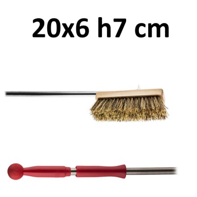 Adjustable oven brush rectangular 20x6 h7 cm. Natural bristles. Stainless steel handle. Various lengths. - Square