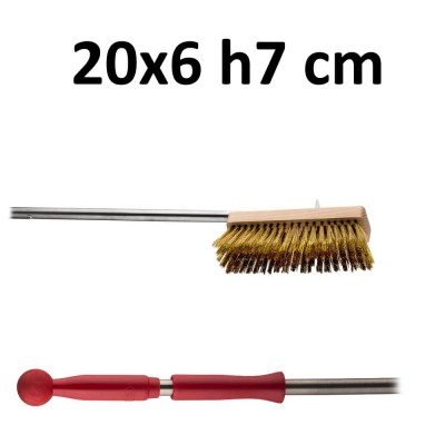 Adjustable oven brush rectangular 20x6 h7 cm. Brass bristles. Stainless steel handle. Various lengths. - Square