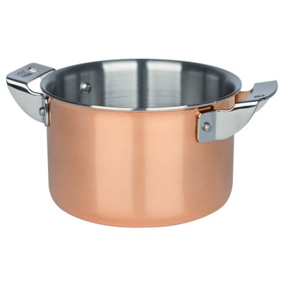 Professional high mini casserole with two handles. various diameters. Collection "4-ply" Copper - Square