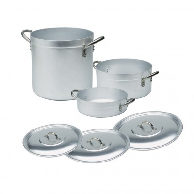 Aluminum pots set 6 pieces casserole and pots with lids - Piazza