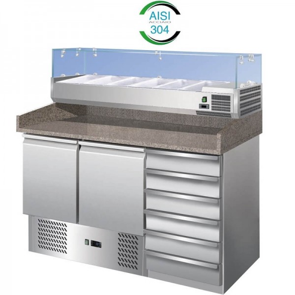 Banco pizza refrigerato Forcar S903PZCASRI 2 porte e cassettiera - Forcar Refrigerati