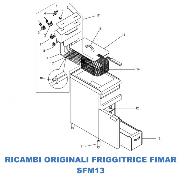 Esploso per ricambi friggitrice Fimar SFM13 - Fimar