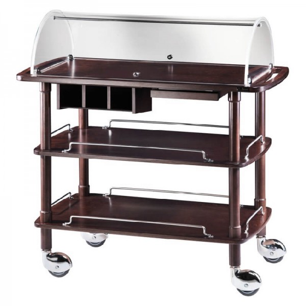 Forcar 3-story wooden service cart with dome. CLC2013W - Forcar Multiservice