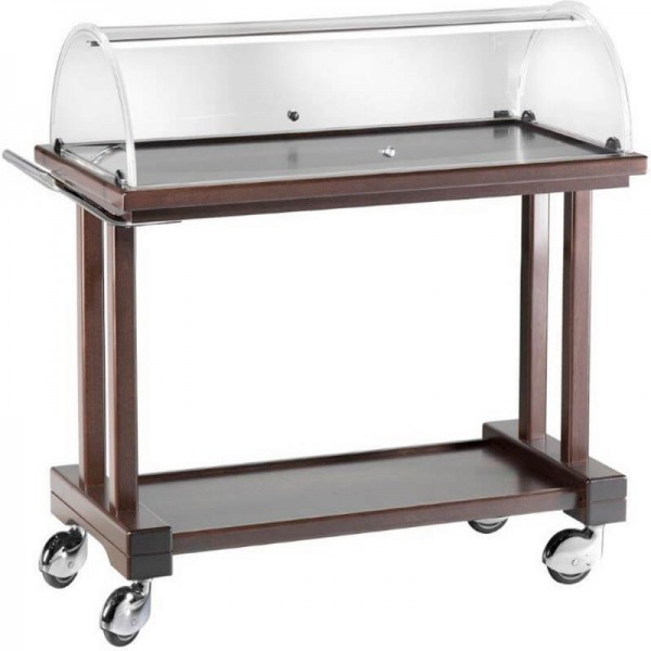 Wooden service cart 2 floors with plexiglass dome. LPC800W - Forcar Multiservice