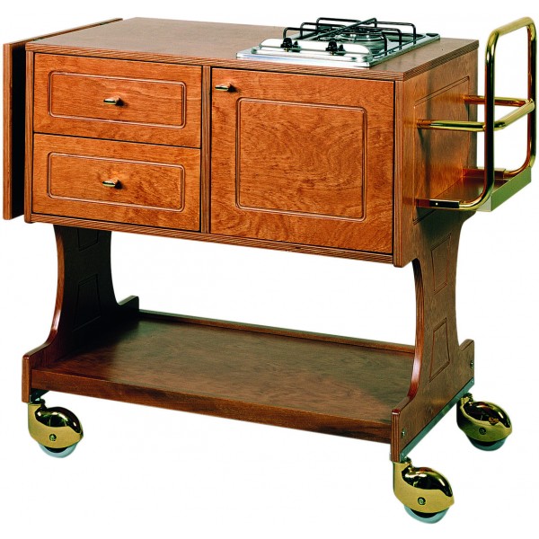 1-plate wooden flambé trolley. CL2751 - Forcar Multiservice