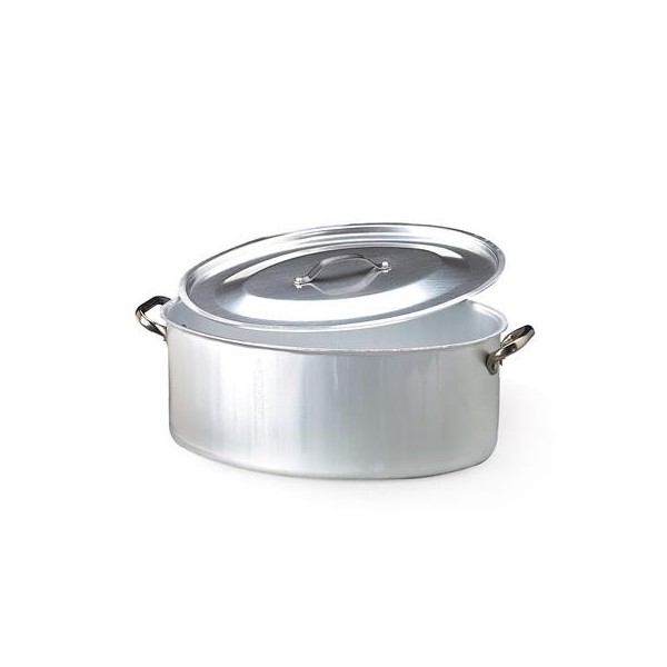 Oval Casserole With Lid 45x31 cm Aluminum 126 - 3 mm ALMA126 Agnelli - Agnelli