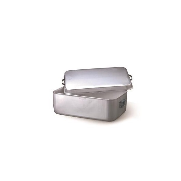 Rectangular Braising Pan With Lid And Grill 60x40 cm Aluminum 177 - 3 mm ALMA177 Agnelli - Agnelli