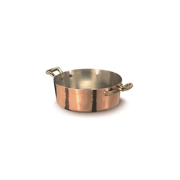 Casseruola Bassa 2 Manici 20 cm Rame Martellato - 2 mm ALCM106M Agnelli - Agnelli