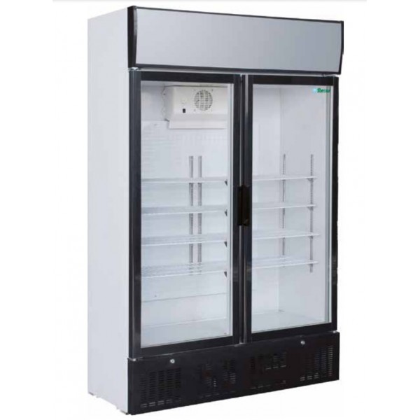 Static refrigeration cabinet with glass door and digital thermometer. Model: SNACK638L2TNG - Forcar Refrigerated