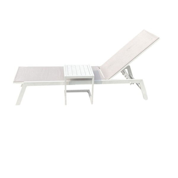 Kit 2 lettini impilabili e tavolino. Beige e bianco. LW