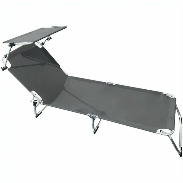 Lettino in alluminio antiruggine con parasole. Grigio. SPCA001G