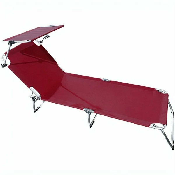 Lettino in alluminio antiruggine con parasole. Rosso. SPCA001R