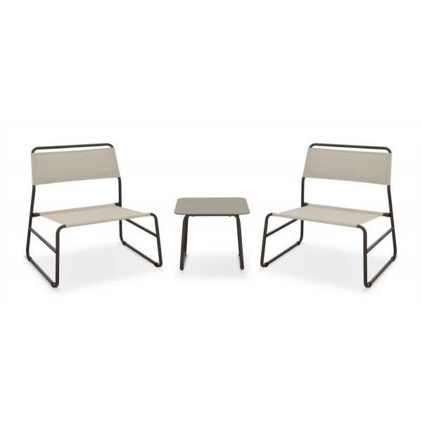 Salotto. 2 poltrone in acciaio e tavolino quadrato. SS2250009 - Stark s.r.l.