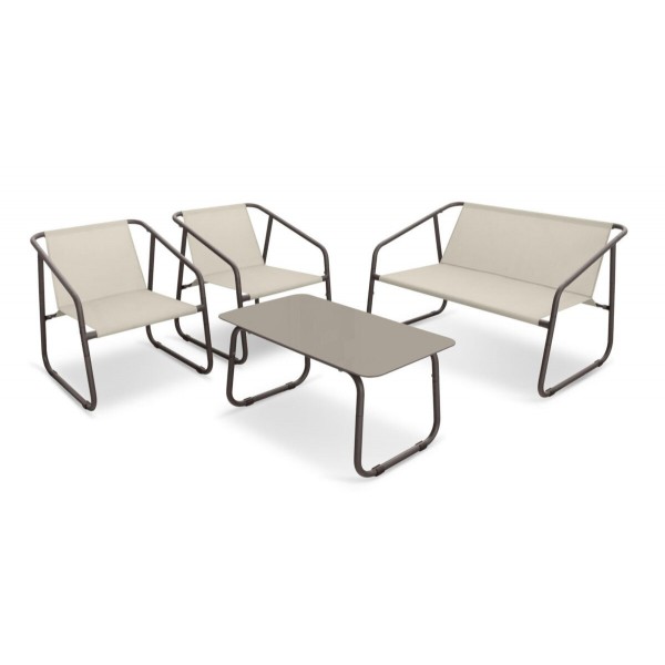 Salotto marrone. Divano 2 posti + 2 poltrone e tavolino. SS2250007