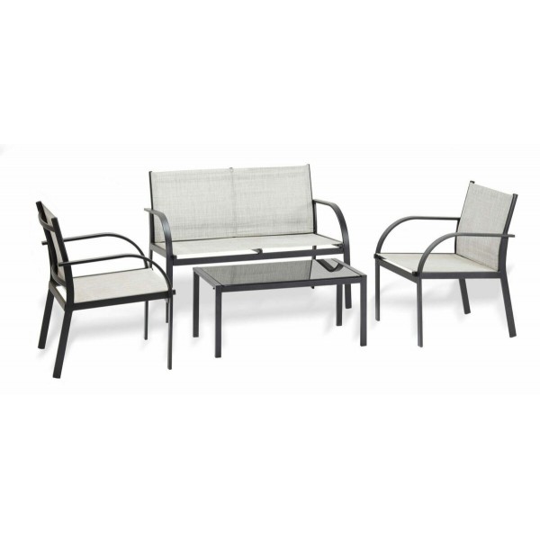 Salotto. Divano 2 p. + poltrone e tavolino. Nero/Grigio. SS1617067 - Stark s.r.l.