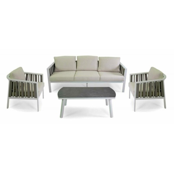 Salotto. Divano 3 posti + poltrone e tavolino. Crema. S6464990000