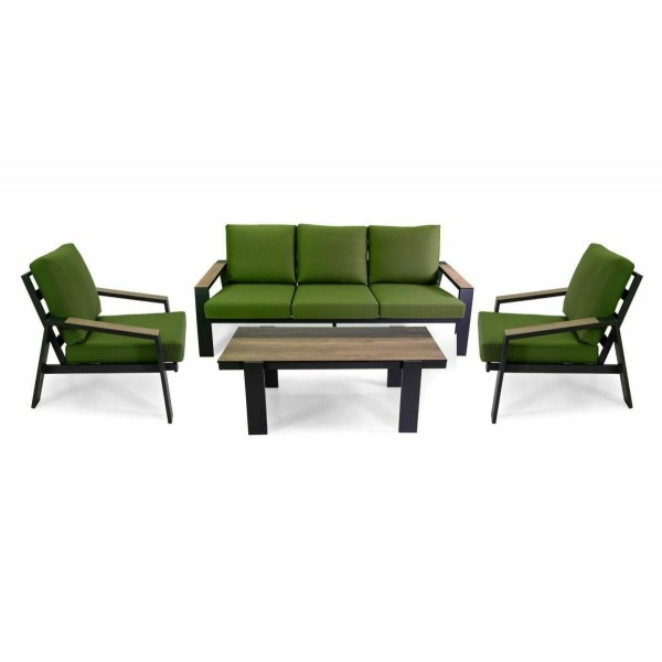 Salotto. Divano 3 posti + poltrone e tavolino. Verde. S6465050000