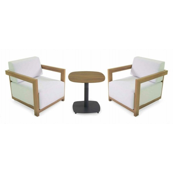 Salotto. 2 poltrone e 1 tavolino effetto legno. Bianco. S6465420000