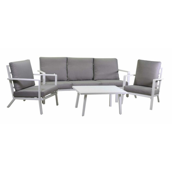 Salotto. Divano 3 p., poltrone e tavolo. Bianco/Grigio. S6461960000 - Stark s.r.l.
