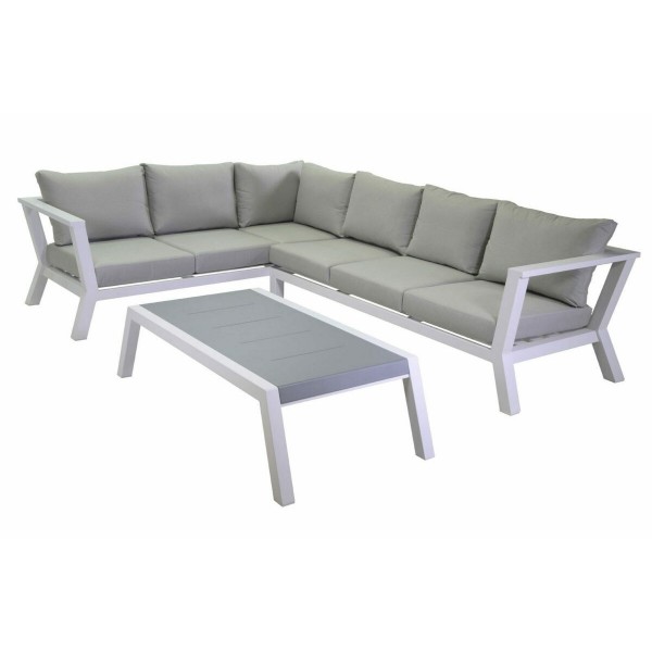 Salotto. Divano angolare 3+2 e tavolo. Bianco E Grigio. S6459550000 - Stark s.r.l.
