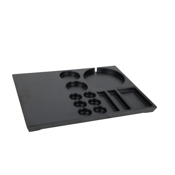 Vassoio nero per macchina del caffè, bollitori e tazze