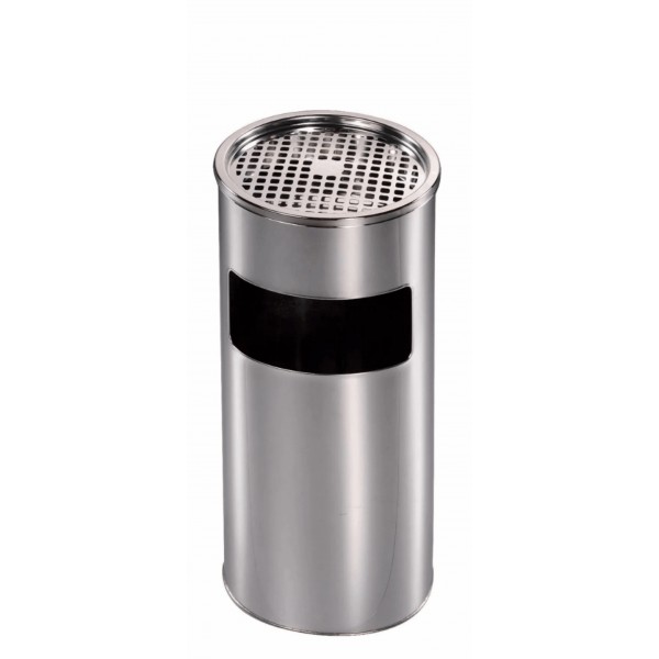 Pattumiera in acciaio cromato 18lt. Con posacenere