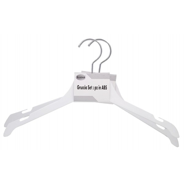 Set di 2 Grucce in ABS, reggi-bretella, 38,5cm. Bianche