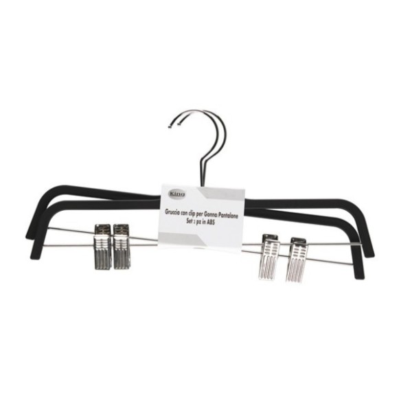 Set di 2 Grucce in ABS e pinze reggi-pantaloni. Bianche