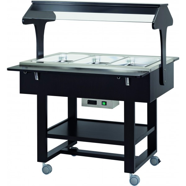 Bain-marie display cart with wooden frame. - Forcar Multiservice