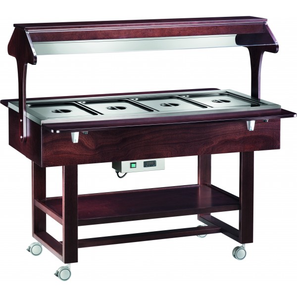 Bain-marie display cart with wooden frame and neon. Model: ELC2828 - Forcar Multiservice