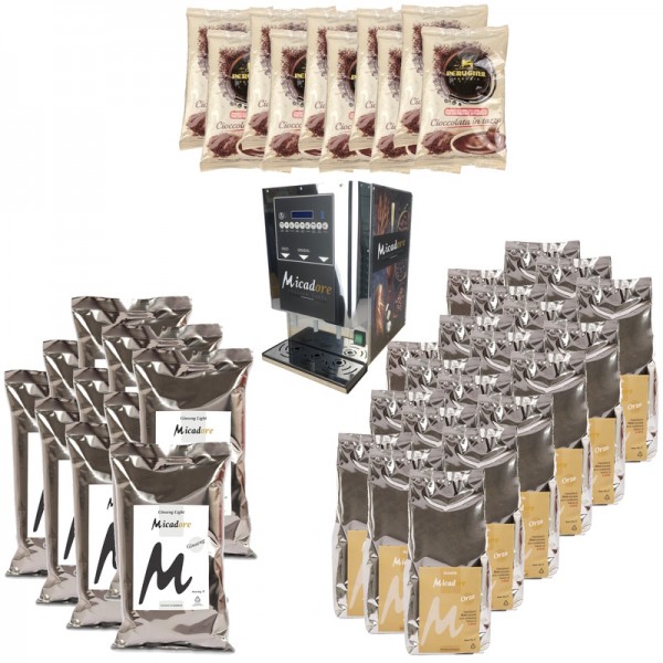 Kit macchina doppio erogatore + prodotti solubili: 3 kg di Ginseng Light + 3 kg di Orzo