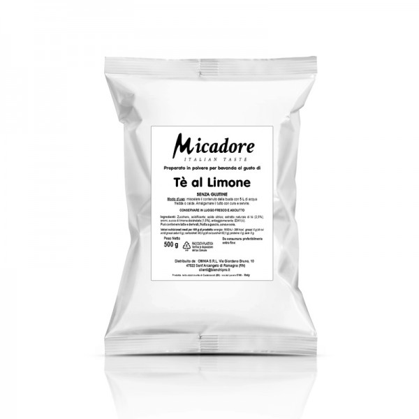 Tè al limone solubile per bevande calde o fredde. Senza Glutine. Busta da 500 g - Micadore