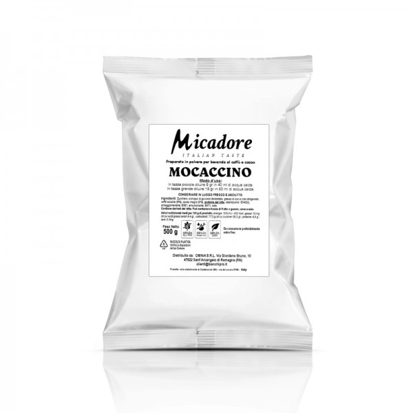 Preparato per bevanda al caffè e cacao gusto Mocaccino per distributori automatici. Senza Glutine. Busta da 500 g - Micadore