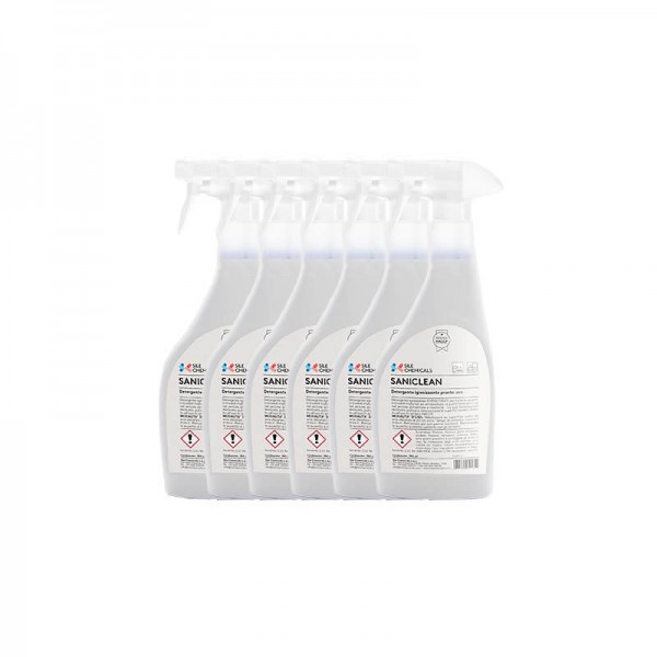 Detergente igienizzante professionale per superfici ed attrezzature. 6 Flaconi da 750 ml. SANICLEAN - Sile Chemicals