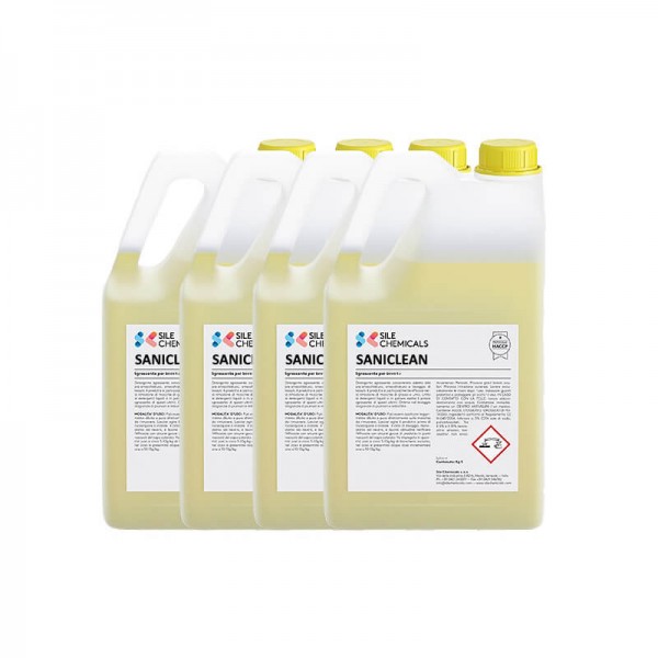 Detergente igienizzante professionale per superfici ed attrezzature. 4 Taniche da 5 Kg. SANICLEAN - Sile Chemicals