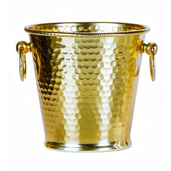 Secchiello Champagne Martellato Con Anelli 21 cm Oro - Ideale per ristoranti - Imballo 1 pz