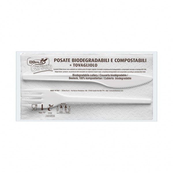 Posate Forchetta Coltello e Tovagliolo 03907 Dopla Asporto e Delivery - Imballo 1 pz