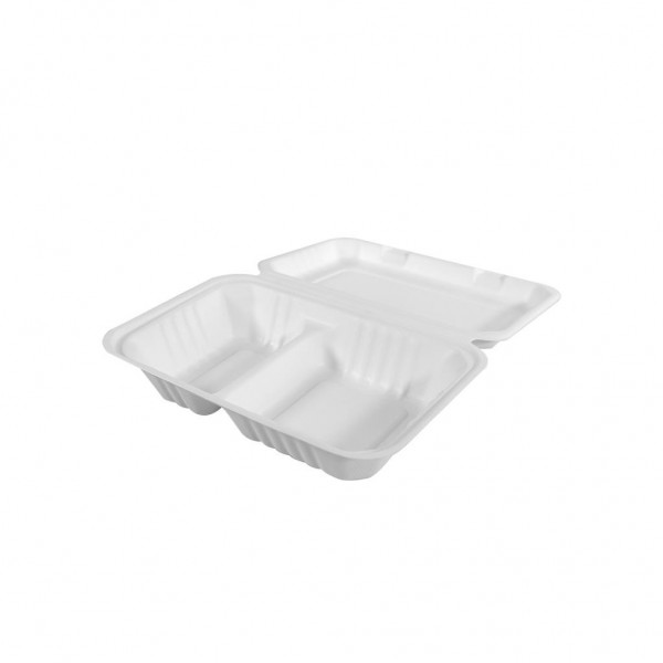 Confezione C/50 Contenitori 2 Scomparti 23x15 cm - Dopla per ristorazione - Imballo 1 pz