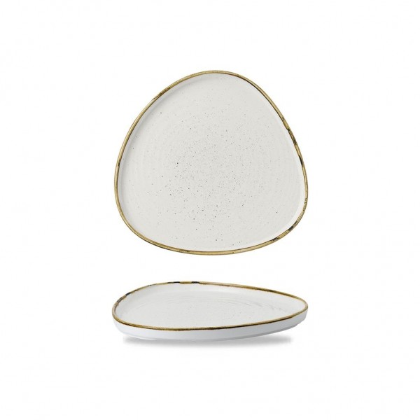 Piatto Triangolare Walled 26 cm Stonecast Barley White per ristoranti. - Imballo 6 pz