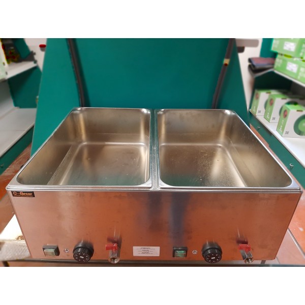 USATO - Tavola calda da banco bagno maria 2xGN1/1 con temperature differenziate e rubinetti. - Forcar Multiservice