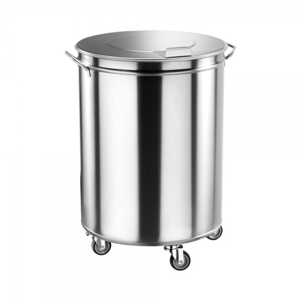 Stainless steel waste garbage can with wheels, pedal optional - Forcar Multiservice