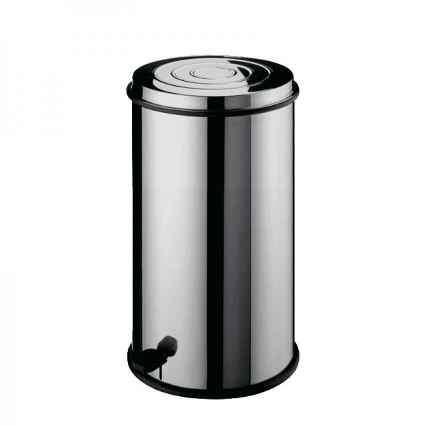 Stainless steel round dustbin with pedal and basket - Forcar Multiservice